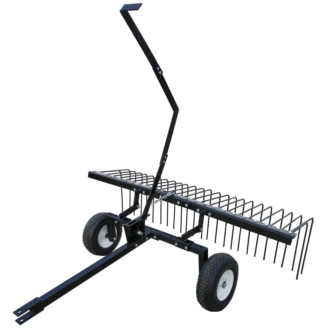 Yard Tuff 60" ATV Tow Behind Steel Lawn Landscape Rake w/ Wheels & Handle