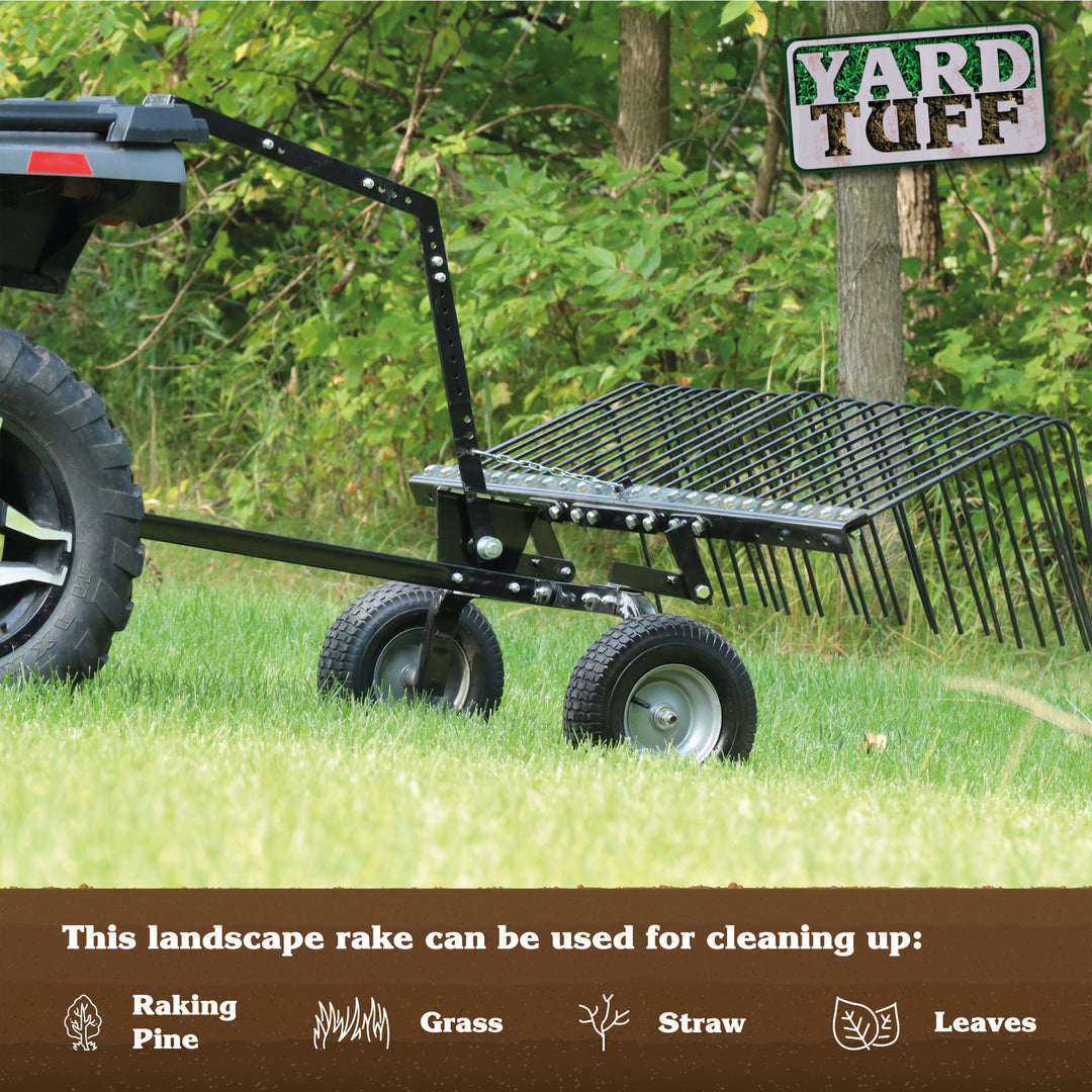 Yard Tuff 60" Pine Straw Outdoor Garden Rake for ATV / UTV (Open Box)