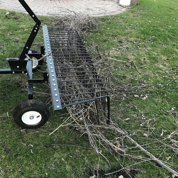 Yard Tuff 60" ATV Tow Behind Steel Lawn Landscape Rake w/ Wheels & Handle (Used)