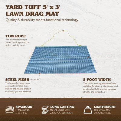 Yard Tuff ATV/UTV 5' x 3' Zinc Plated Field Surface Leveling Drag Mat (Open Box)