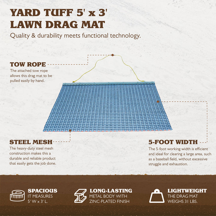 Yard Tuff ATV/UTV 5' x 3' Zinc & Steel Field Surface Leveling Drag Mat(Open Box)