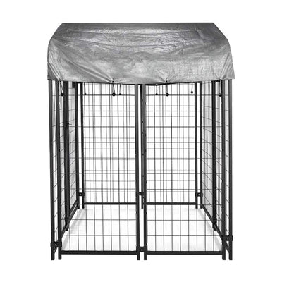 Homestead Large Welded Wire Outdoor Pet Kennel with Waterproof Cover, Black