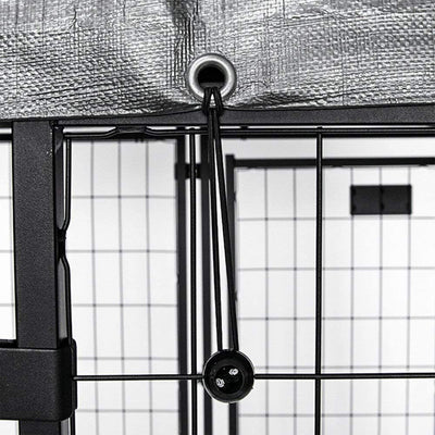 Homestead Large Welded Wire Outdoor Pet Kennel with Waterproof Cover, Black