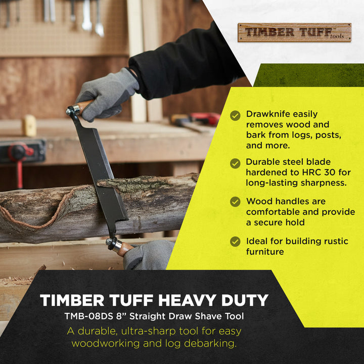 Timber Tuff 8" Straight Wood Blade Draw Shave Knife Woodworking Tool, TMB-08DS