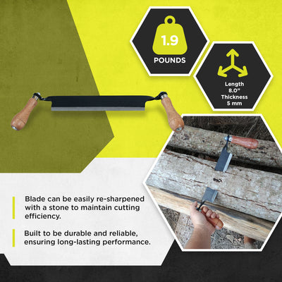 Timber Tuff 8" Straight Wood Blade Draw Shave Knife Woodworking Tool (Open Box) - VMInnovations