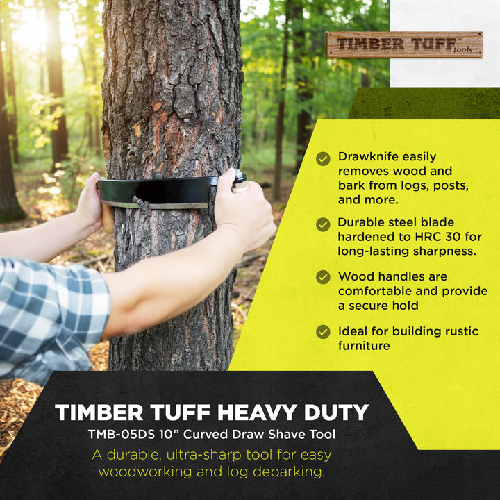 Timber Tuff 10" Curved Wood Blade Draw Shave Knife Woodworking Tool, TMB-10DC