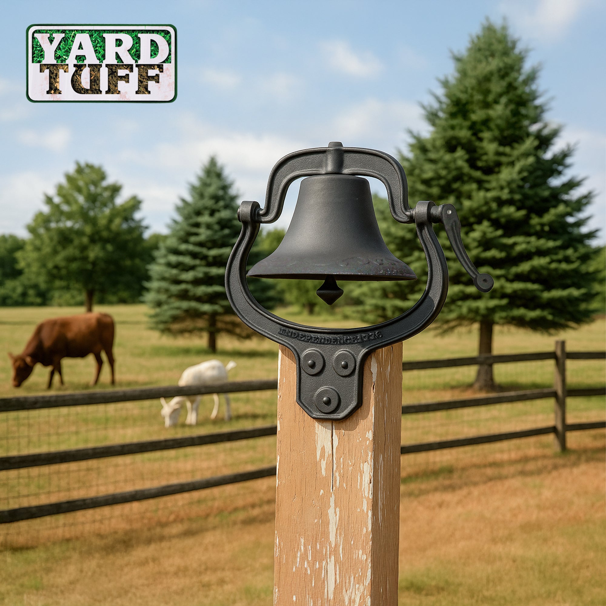 Yard Tuff YTF-22LB Large Decorative Cast Iron Metal Farm Dinner Bell (Open Box)
