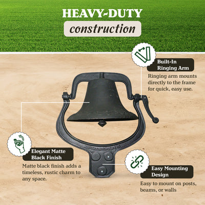 Yard Tuff YTF-22LB Large Decorative Cast Iron Metal Farm Dinner Bell (Open Box)