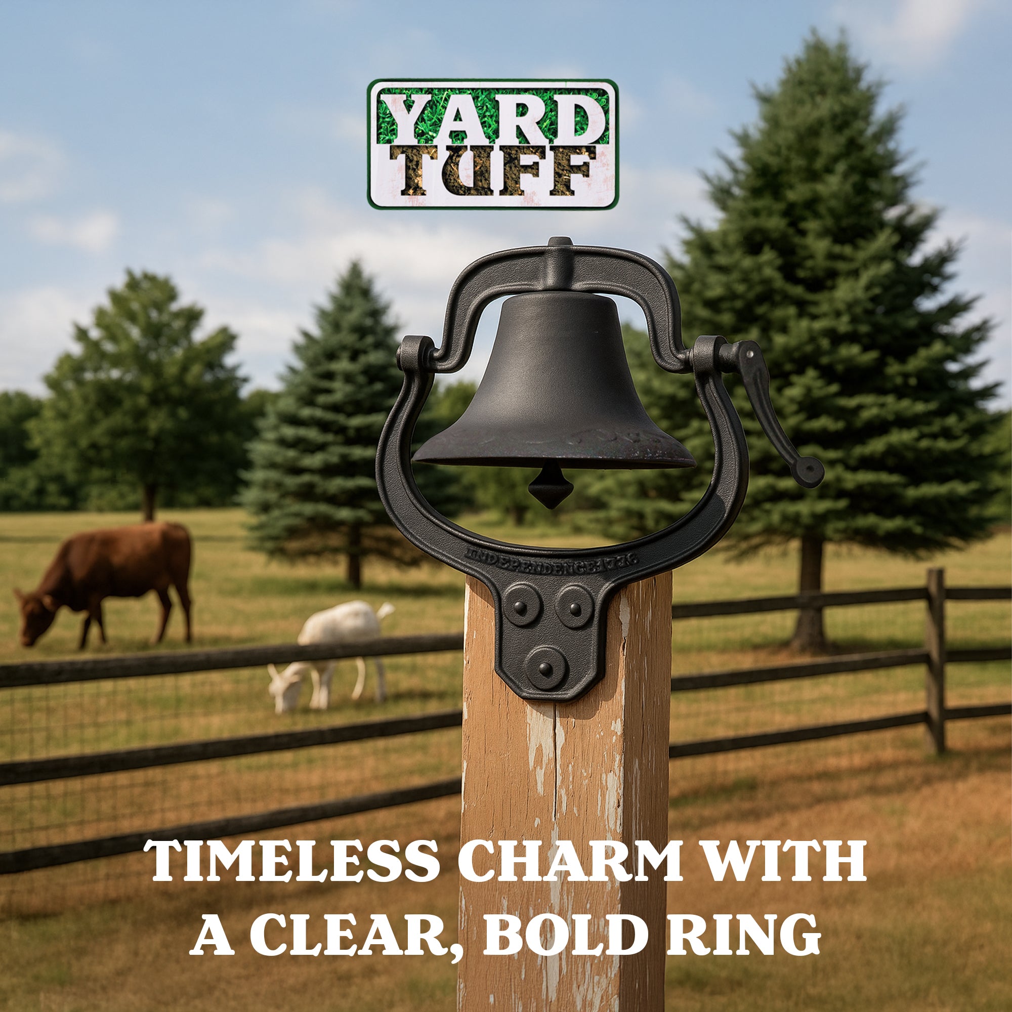 Yard Tuff YTF-22LB Large Decorative Cast Iron Metal Farm Dinner Bell (Open Box)