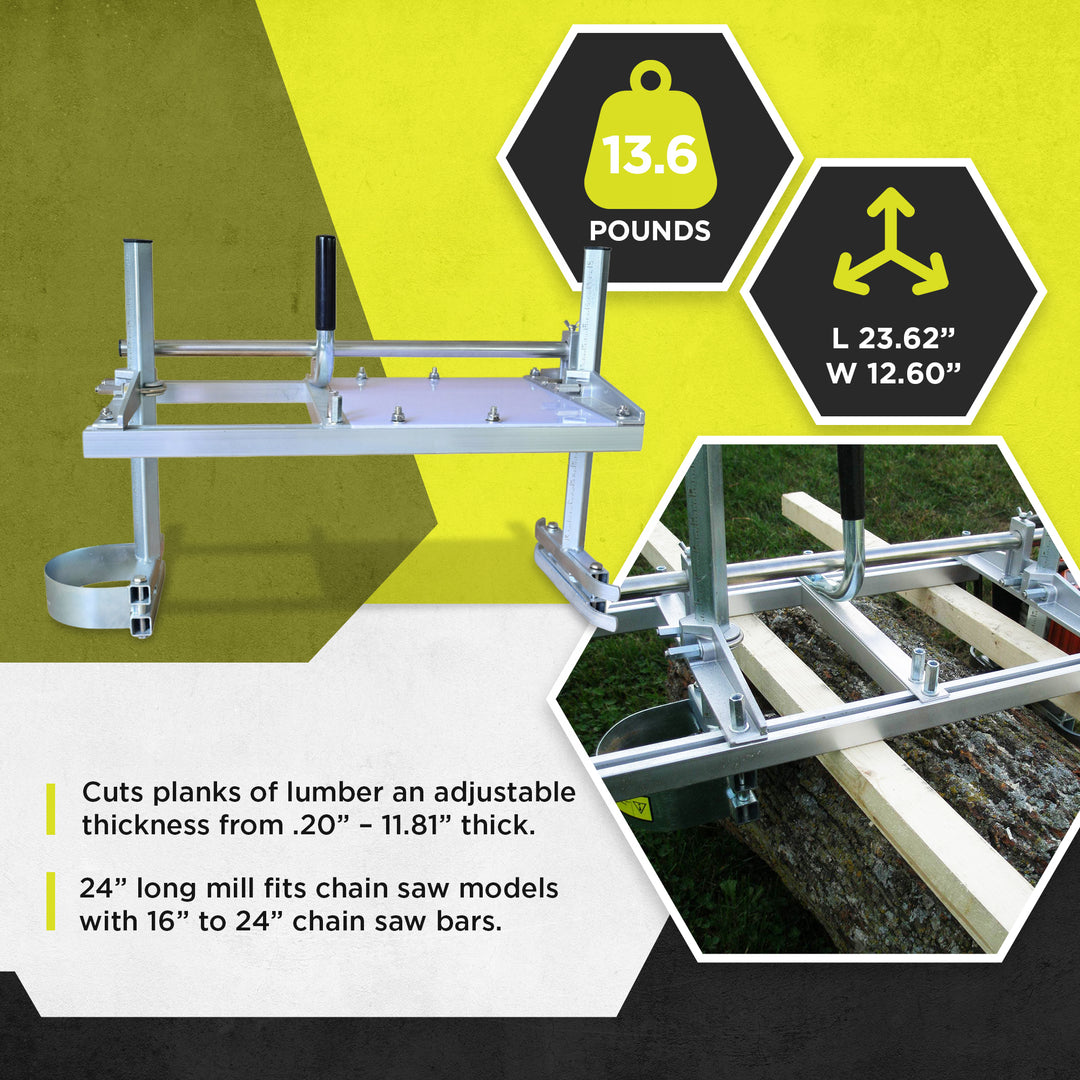 Timber Tuff 24" Portable Chainsaw Lumber Planking & Log Milling Saw Mill