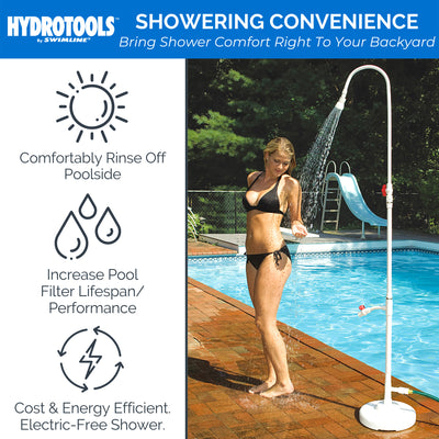 HYDROTOOLS by Swimline 7' Poolside Outdoor Shower, Adjustable Head & Foot Spigot