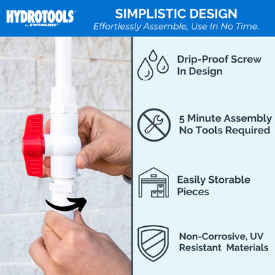 HydroTools 89031 Pool Spa Poolside PVC Hose Hookup Shower Ball Valve (Open Box)