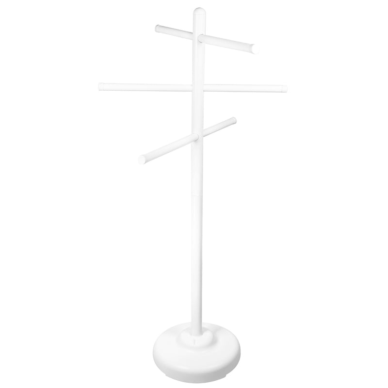 Swimline 89032 52" Tall 3-Arm Free Standing Poolside Towel Accessory Rack, White - VMInnovations