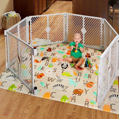North States Color 6-Panel Superyard Baby/Pet Gate + Folding ABC Baby Play Mat - VMInnovations