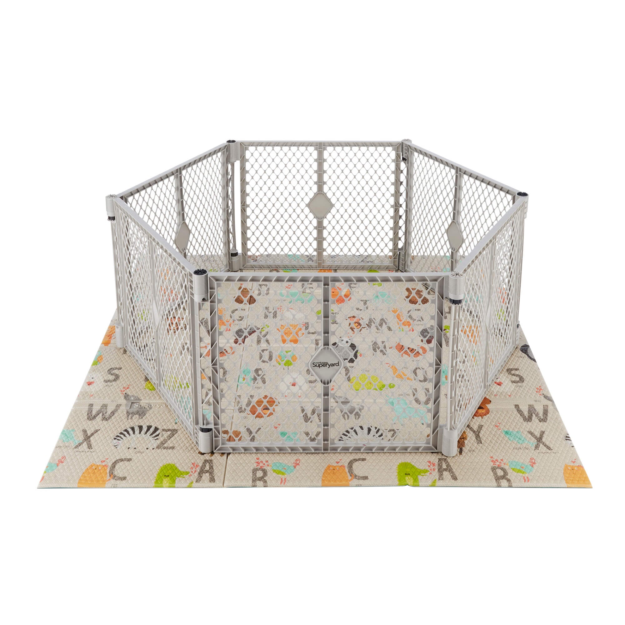 North States Color 6-Panel Superyard Baby/Pet Gate + Folding ABC Baby Play Mat - VMInnovations