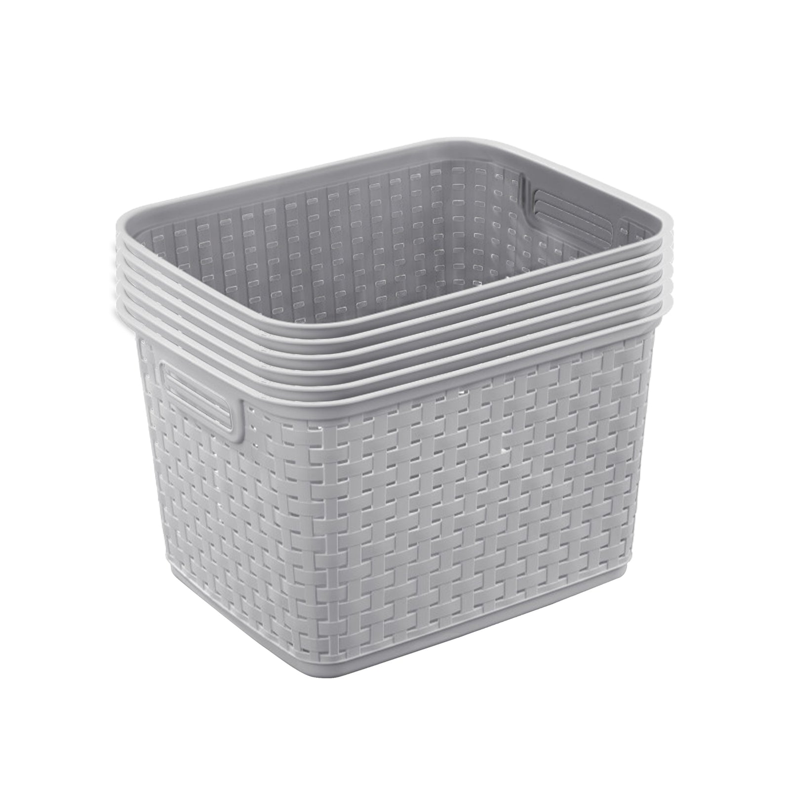 Sterilite Tall Wicker Weave Plastic Laundry Hamper Storage Basket, Gray (6 Pack) - VMInnovations
