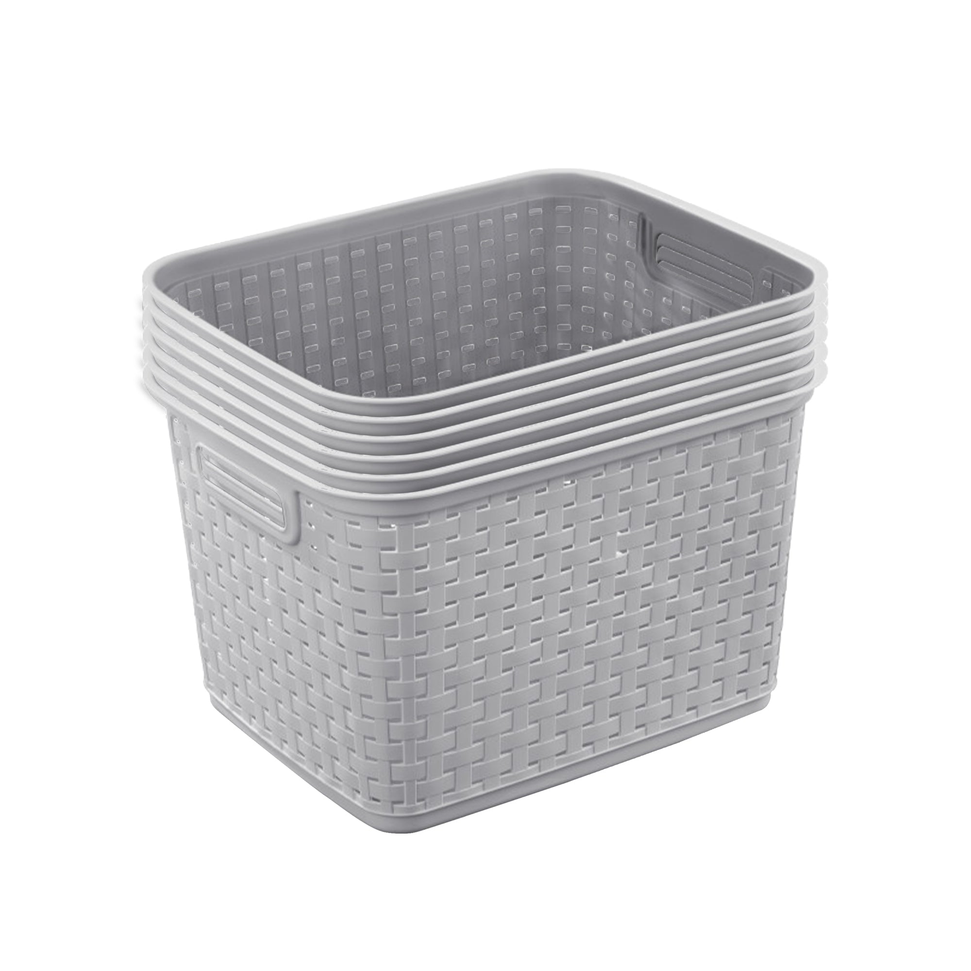 Sterilite Tall Wicker Weave Plastic Laundry Hamper Storage Basket, Gray (6 Pack)