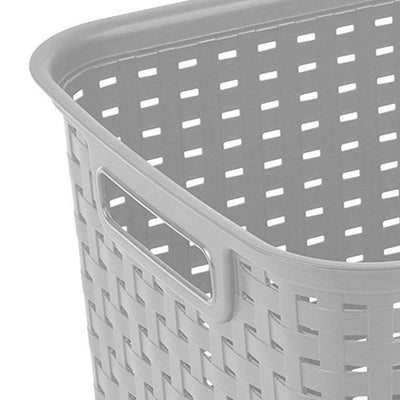 Sterilite Tall Wicker Weave Plastic Laundry Hamper Storage Basket, Gray (6 Pack)