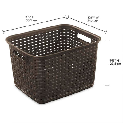 Sterilite Wicker Weave Plastic Laundry Hamper Storage Basket, Brown (18 Pack) - VMInnovations