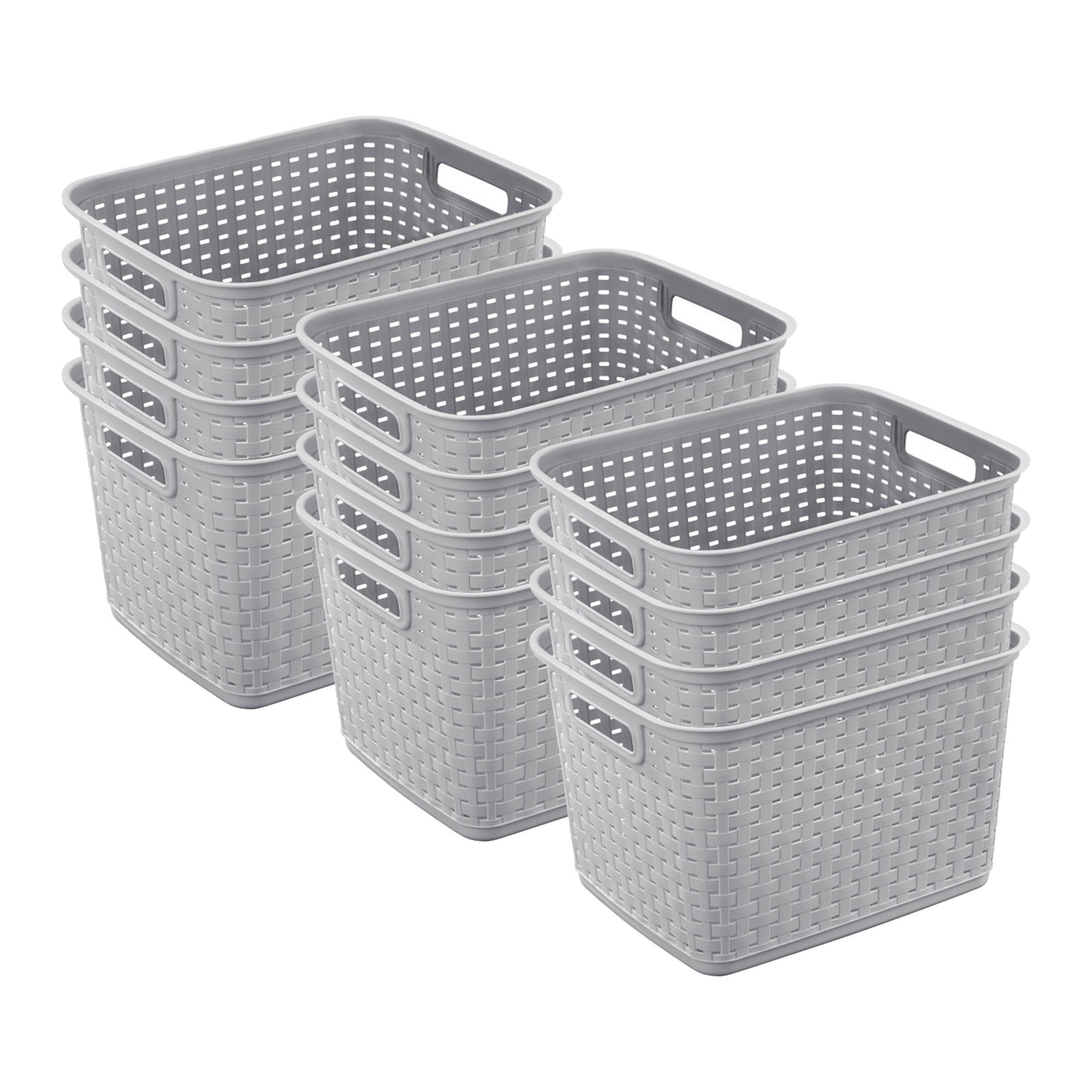 Sterilite 12736 Tall Weave Plastic Laundry Hamper Storage Basket, Gray (12 Pack) - VMInnovations