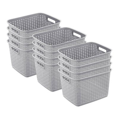 Sterilite 12736 Tall Weave Plastic Laundry Hamper Storage Basket, Gray (12 Pack) - VMInnovations
