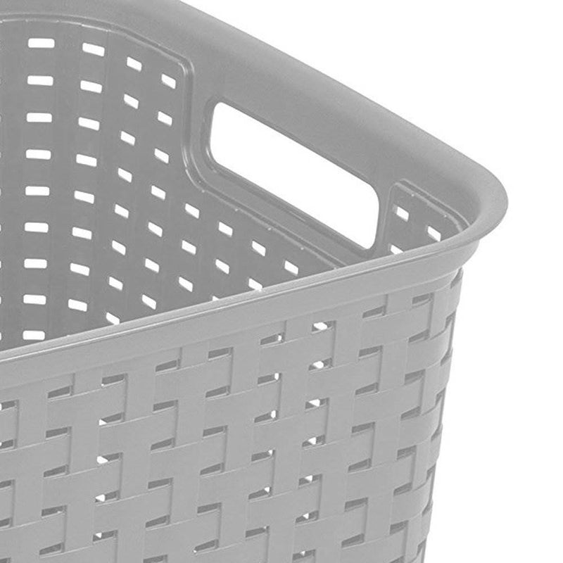 Sterilite 12736 Tall Weave Plastic Laundry Hamper Storage Basket, Gray (12 Pack) - VMInnovations