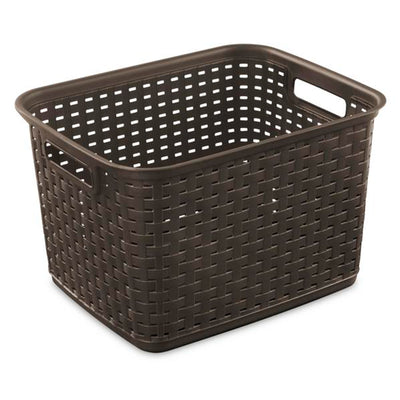Sterilite Wicker Weave Plastic Laundry Hamper Storage Basket, Brown (12 Pack)