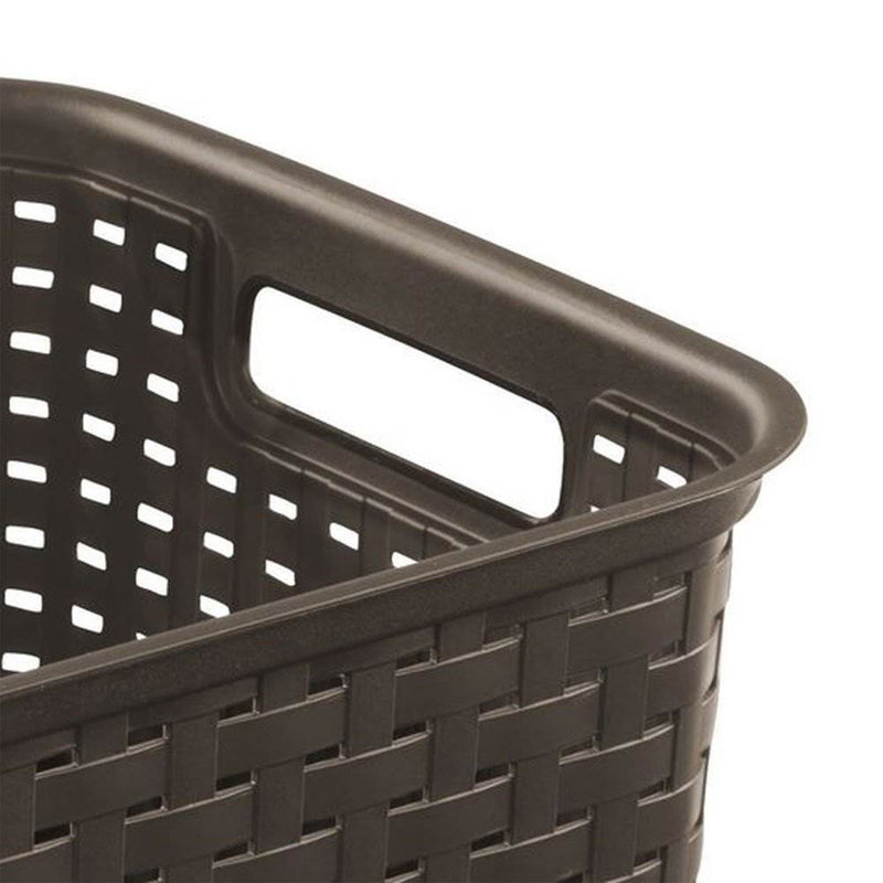 Sterilite Wicker Weave Plastic Laundry Hamper Storage Basket, Brown (24 Pack)