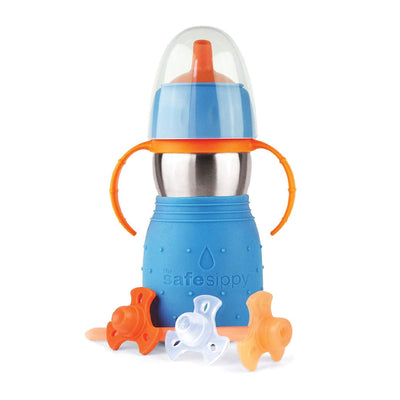 Kid Basix 894148002046 Stainless Steel Safe Sippy Cup Bottle, Blue (2 Pack)
