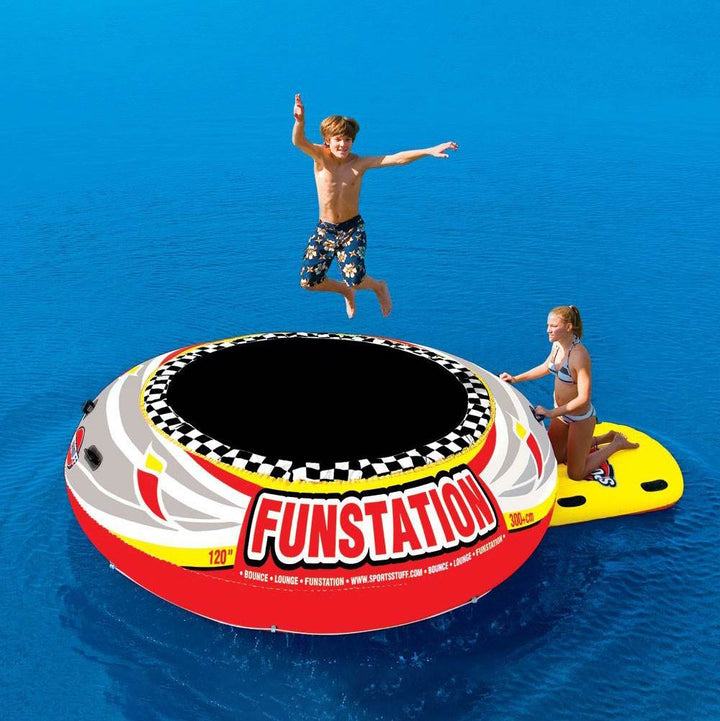 Sportsstuff Funstation 10' PVC Inflatable Water Trampoline Kids Jump Bouncer