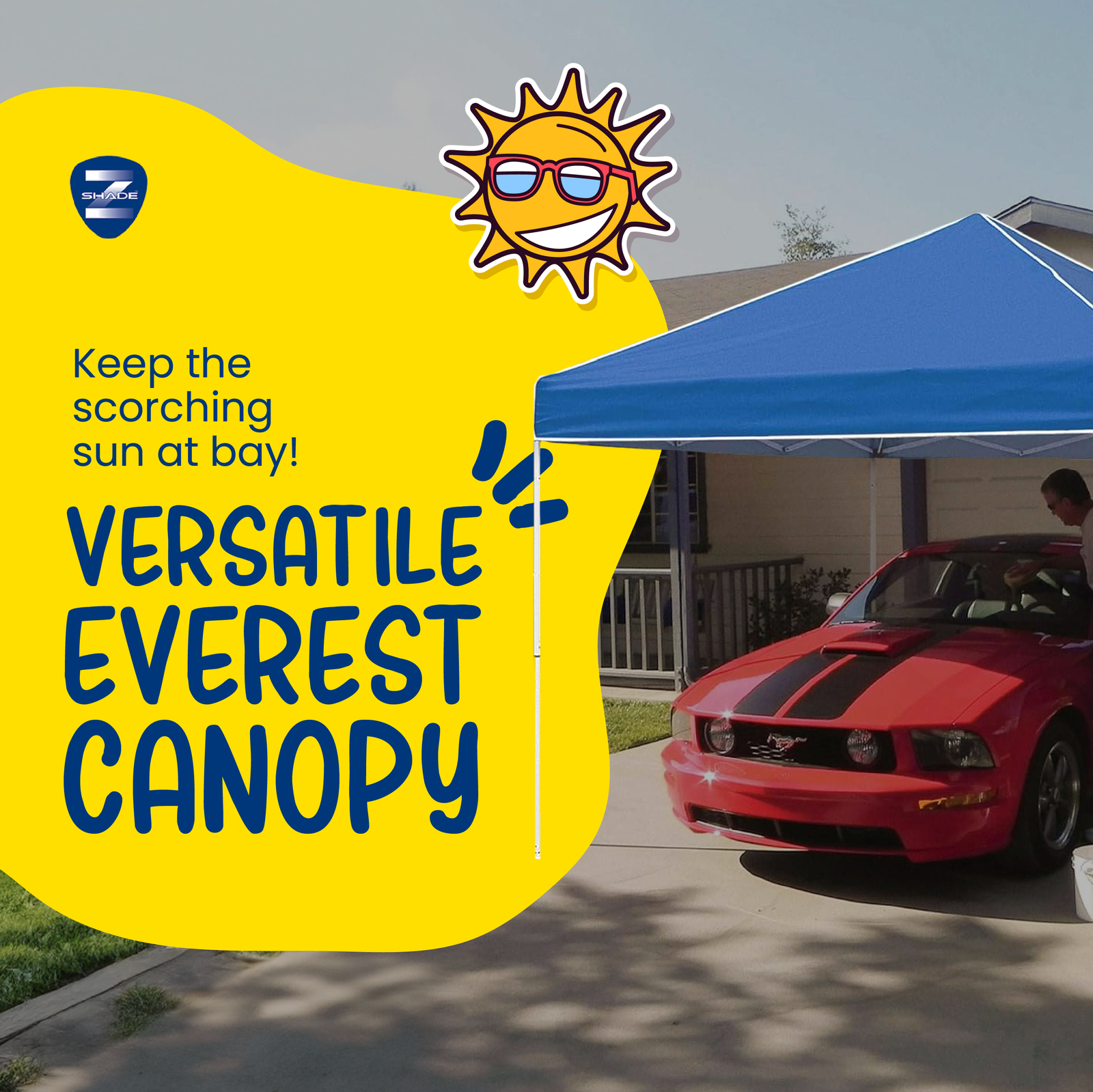 Z-Shade 10 x 10 Foot Everest Instant Canopy Camping Patio Shelter, Blue (Used) - VMInnovations