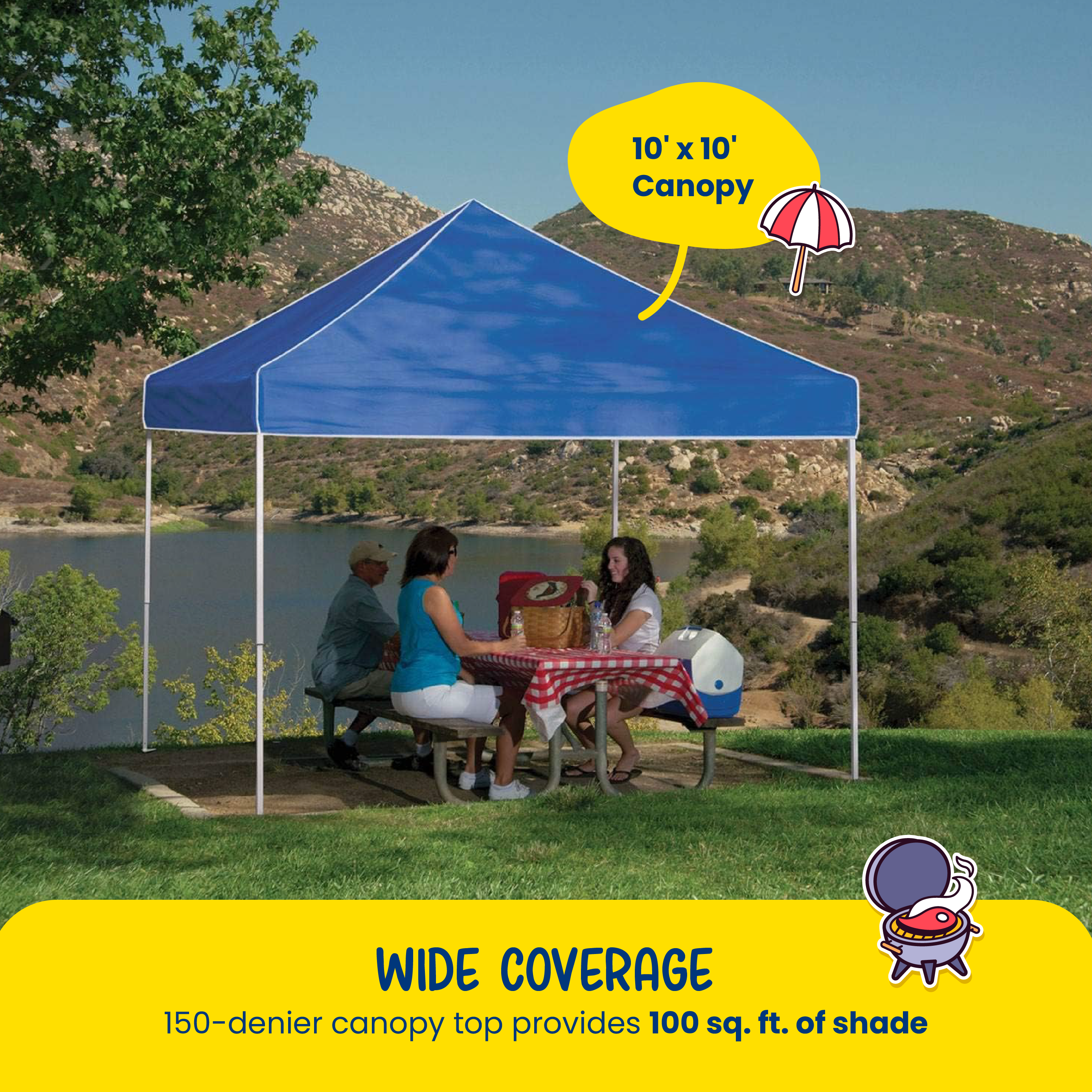 Z-Shade 10 x 10 Foot Everest Instant Outdoor Canopy Camping Patio Shelter, Blue