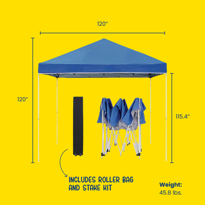 Z-Shade 10 x 10 Foot Everest Instant Canopy Camping Patio Shelter, Blue (Used)