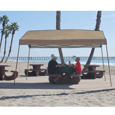 Z-Shade 12 x 14 Foot Outdoor Shade Canopy and Wrap-Around Leg Weight Bags, Tan - VMInnovations