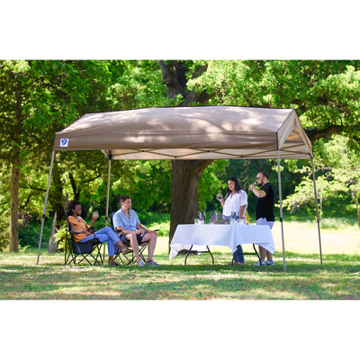 Z-Shade 12 x 14 Foot Outdoor Shade Canopy and Wrap-Around Leg Weight Bags, Tan - VMInnovations