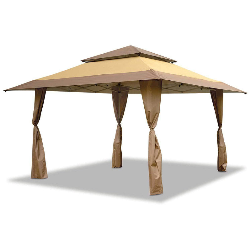 Z-Shade 13 x 13 Ft Instant Gazebo Canopy Tent Patio Shelter, Tan Brown (Used)