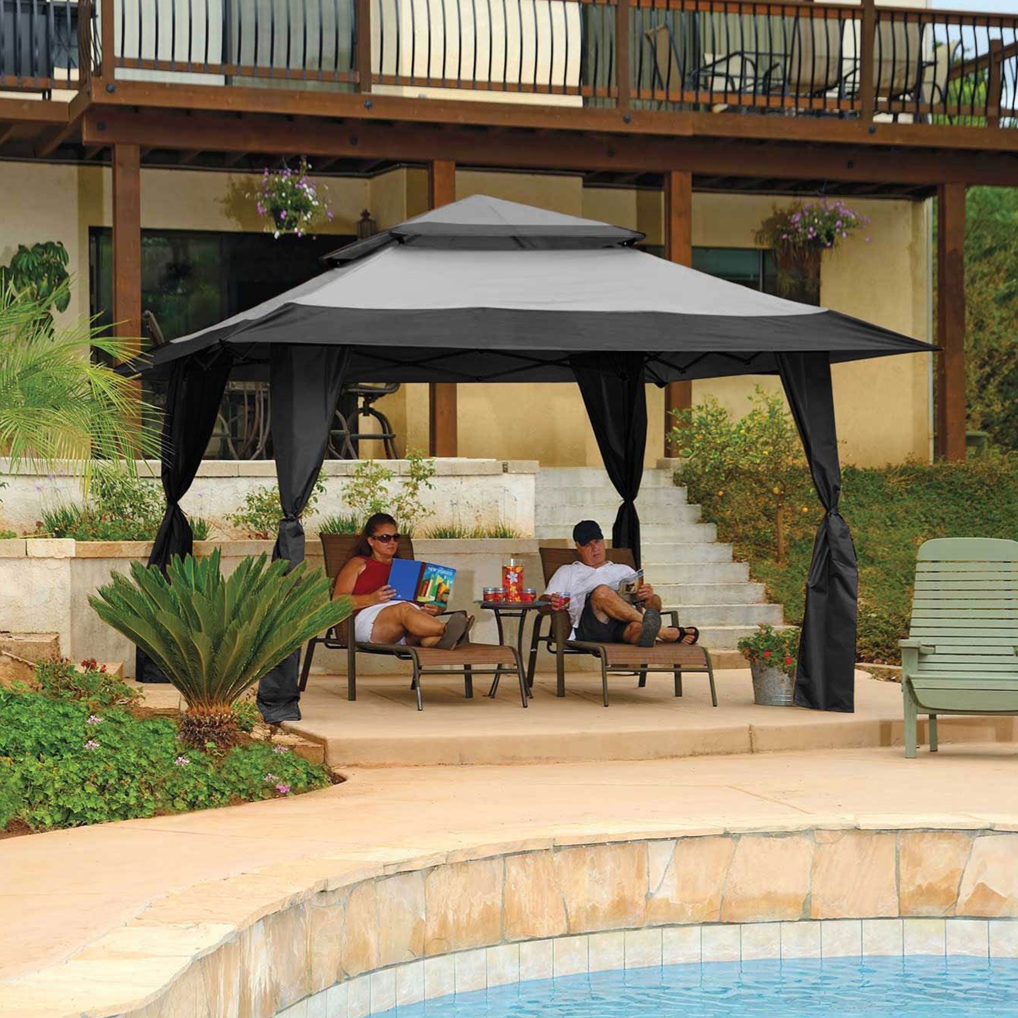 Z-Shade 13 x 13 Foot Instant Gazebo Outdoor Canopy Patio Shelter Tent, Gray