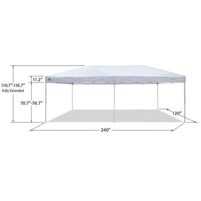 Z-Shade 20x10 Ft Everest Instant Canopy Camping Patio Shelter, White (For Parts)