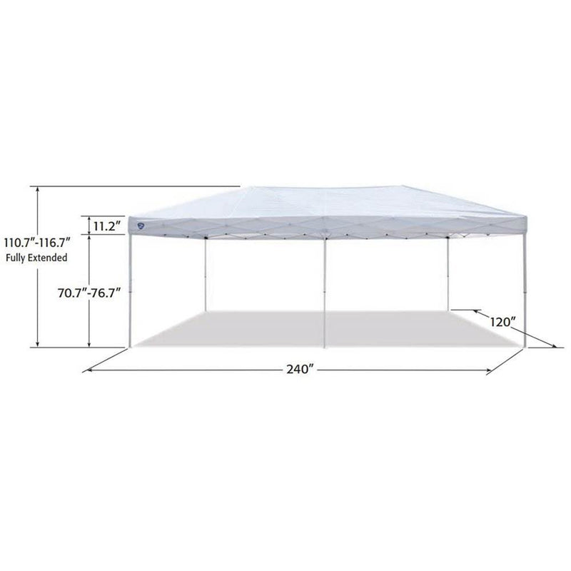 Z-Shade 20 x 10 Ft Everest Pop Up Canopy, White & Leg Wrap Weight Bags, Set of 4