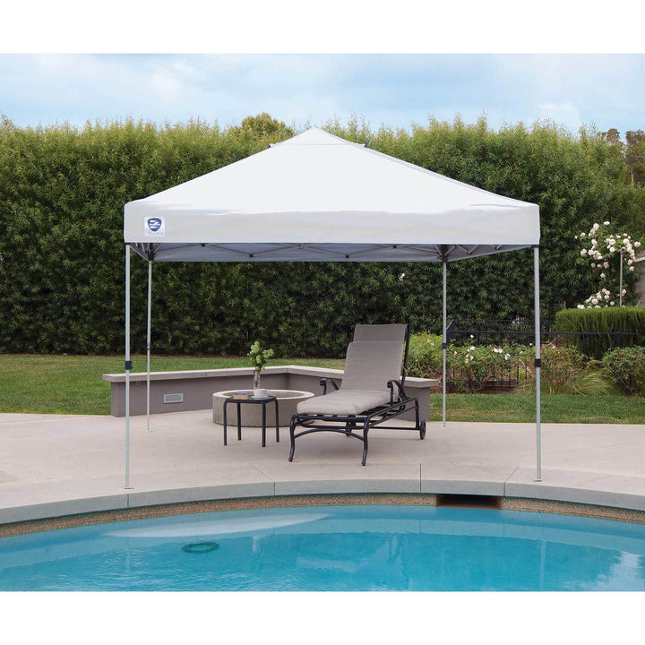 Z-Shade 10' x 10' Peak Straight Leg Portable Instant Shade Outdoor Canopy, White