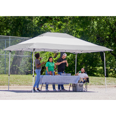 Z-Shade 14 x 10 Foot Prestige Instant Shade Outdoor Canopy Shelter, Grey & White - VMInnovations