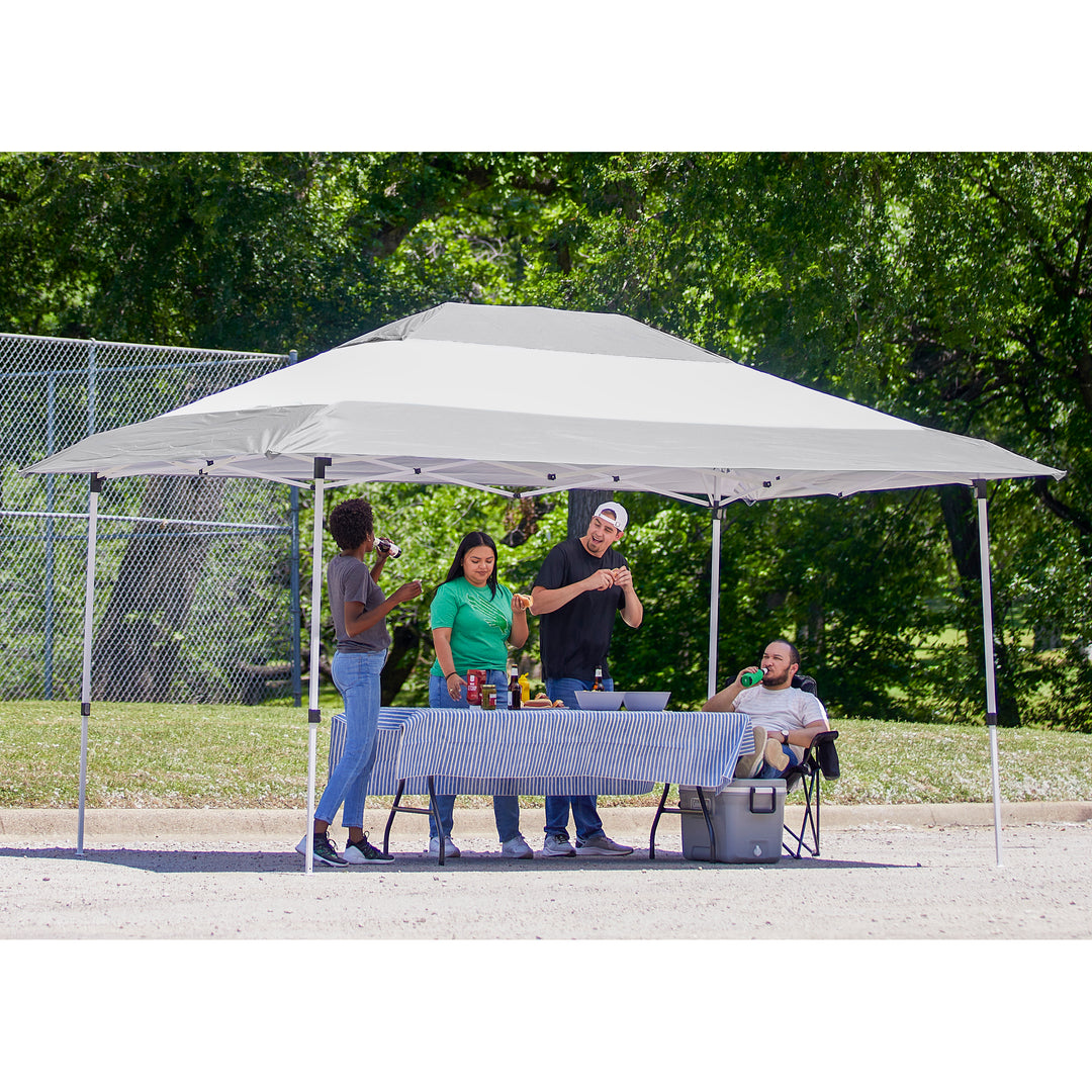 Z-Shade Prestige 14 x 10 Foot Instant Canopy Patio Shelter, Grey & White (Used) - VMInnovations