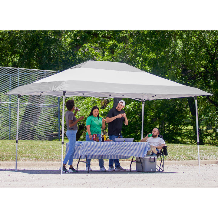Z-Shade Prestige 14 x 10 Foot Instant Canopy Patio Shelter, Grey & White (Used) - VMInnovations