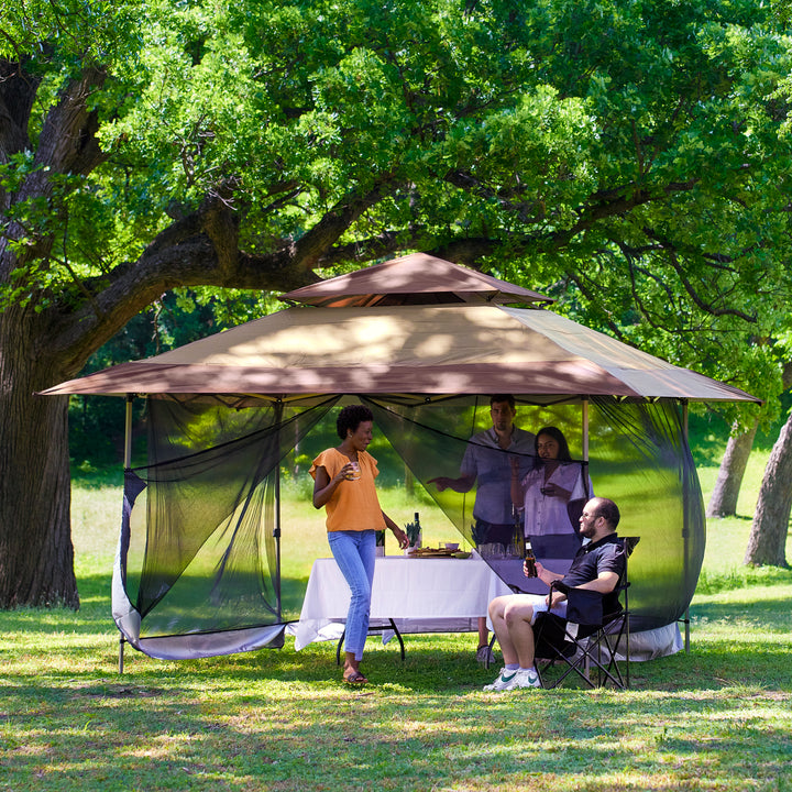 Z-Shade 10' x 10' Screenroom Shade Attachment for 13' x 13' Gazebo Tent, Black