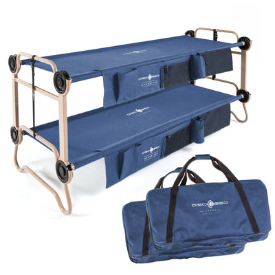 Disc-O-Bed Large Cam-O-Bunk Benchable Double Cot with Storage Organizers, Navy
