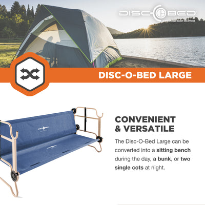 Disc-O-Bed Large Cam-O-Bunk Bunked Double Cot w/ Organizers, Navy Blue(Open Box)