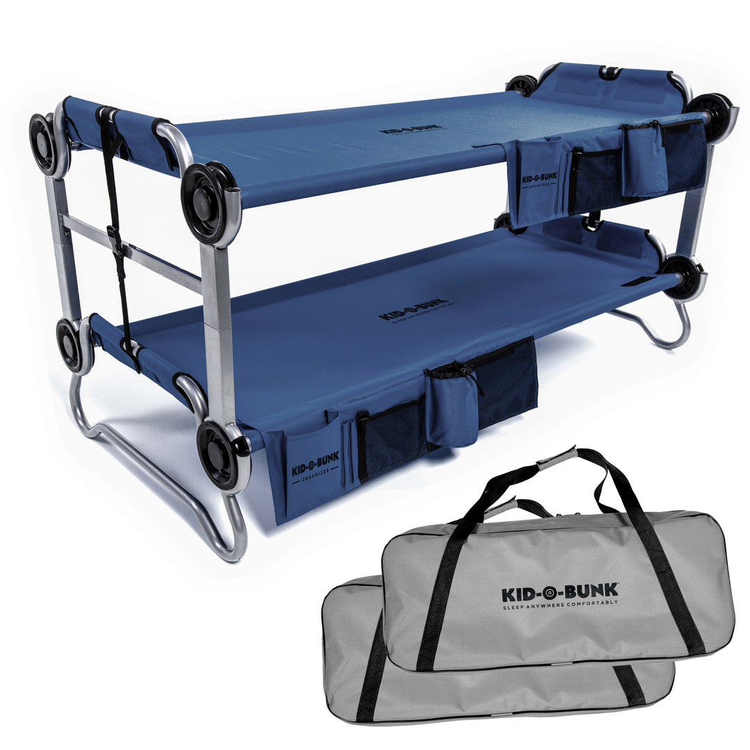 Disc-O-Bed Youth Kid-O-Bunk Benchable Double Cot with Storage Organizers, Navy