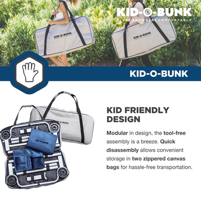 Disc-O-Bed Youth Kid-O-Bunk Camping Cot with Organizers, Navy Blue (Open Box) - VMInnovations