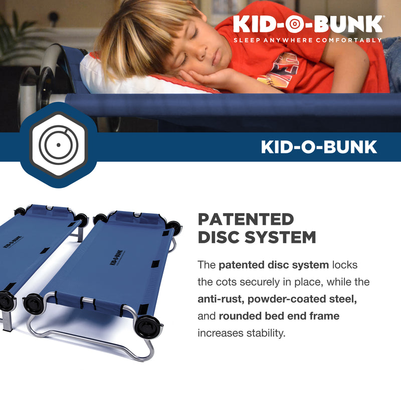 Disc-O-Bed Youth Kid-O-Bunk Camping Cot with Organizers, Navy Blue (Open Box)