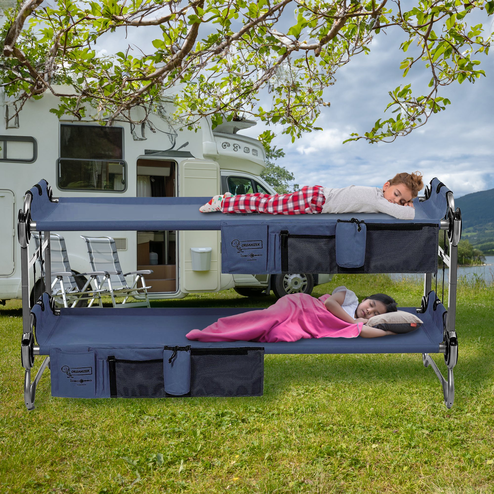 Disc-O-Bed XL Cam-O-Bunk and Youth Kid-O-Bunk Benchable Double Cot (2 Pack)